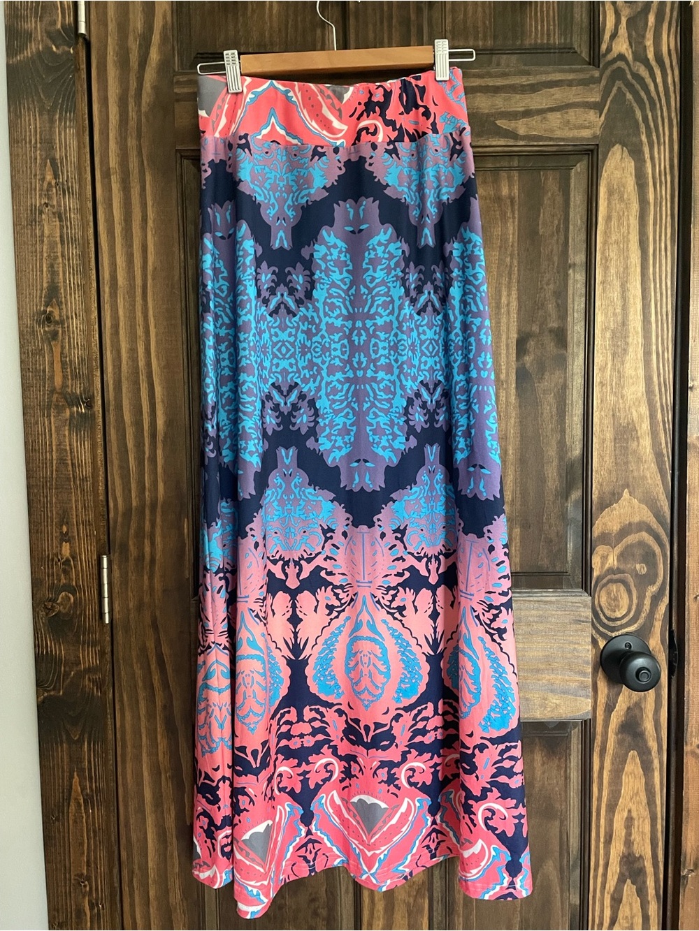 Women’s Printed Maxi Skirt in Pink & Blue